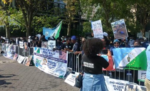 Yoruba nation agitators protest at UN HQ in New York, demand referendum