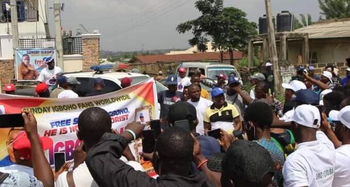 Igboho supporters stage protest in Ibadan to demand his release