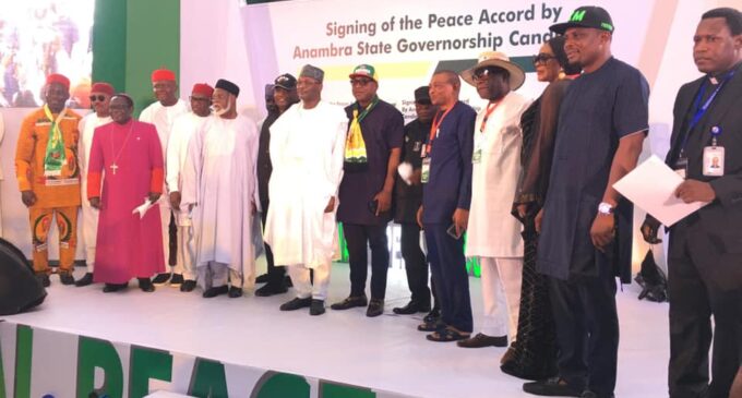 PHOTOS: Anambra governorship candidates sign peace pact