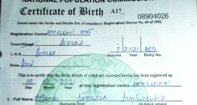 UNDERCOVER: With N500, you can obtain birth certificate for a non-existent Nigerian child