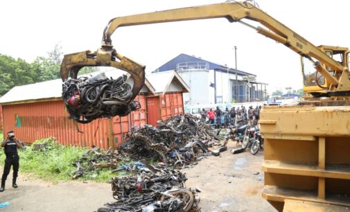 Lagos crushes 482 motorcycles seized for ‘breaking traffic laws’