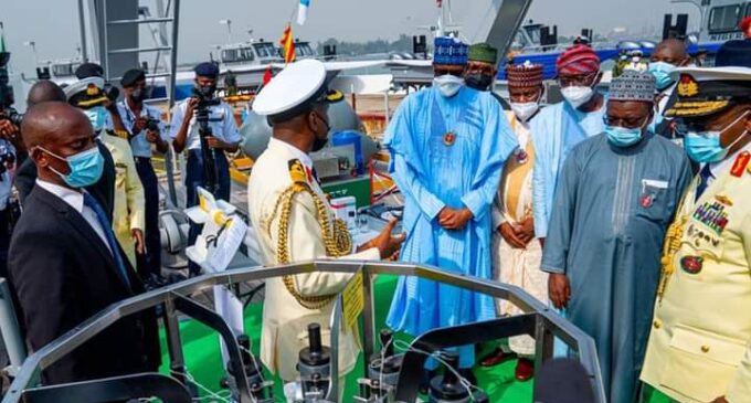 Buhari inaugurates third defence vessel built by navy in Lagos