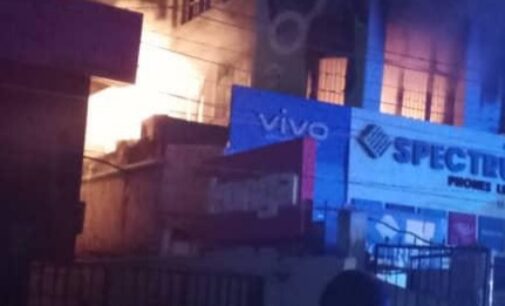 Property destroyed as fire razes shopping complex at Computer Village in Lagos