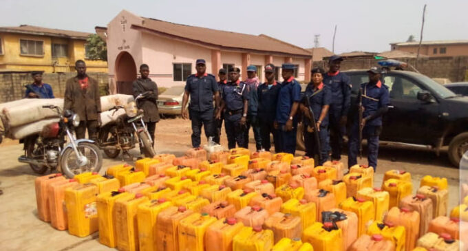 Three arrested as NSCDC intercepts ‘137 kegs of petrol being smuggled to Benin Republic’