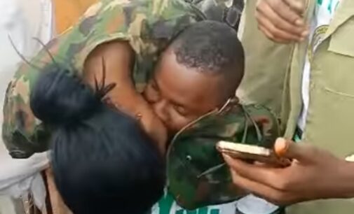 VIDEO: Corps member proposes to soldier in Kwara NYSC camp