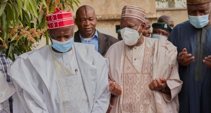 PHOTOS: Ganduje pays condolence visit to Kwankwaso over brother’s death