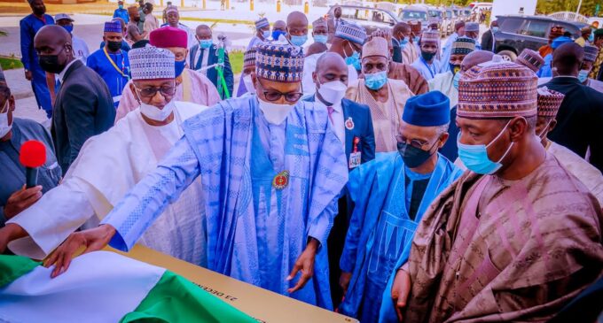 Buhari inaugurates UNIMAID complex donated by Muhammadu Indimi