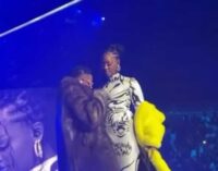 WATCH: Drama as Wizkid tries to carry Tems during 02 Arena concert