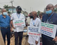 PHOTOS: Magodo residents protest planned demolition, call on Sanwo-Olu for help