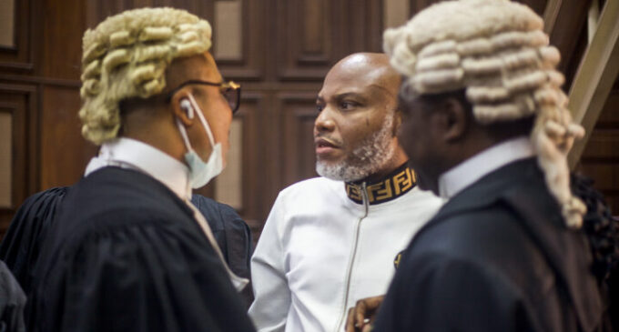 Nnamdi Kanu insists on wearing same outfit because it is designer, FG lawyer tells court