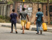 PHOTOS: Lagosians flood filling stations with jerrycans as petrol scarcity persists