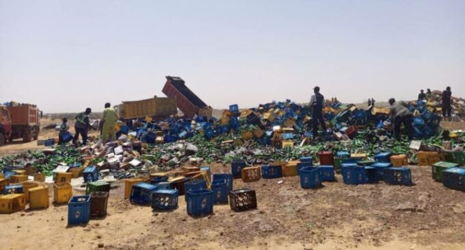 EXTRA: Hisbah destroys 3.8m bottles of beer seized in Kano