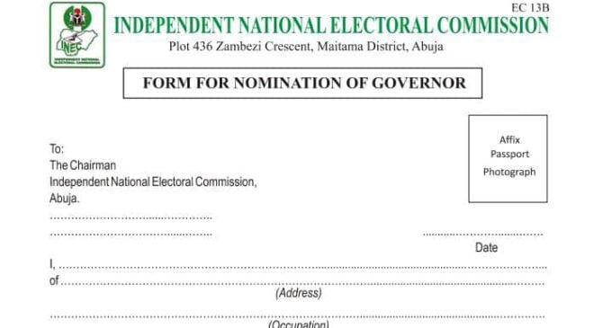 INEC fixes Aug 18 as deadline for submission of forms for governorship candidates