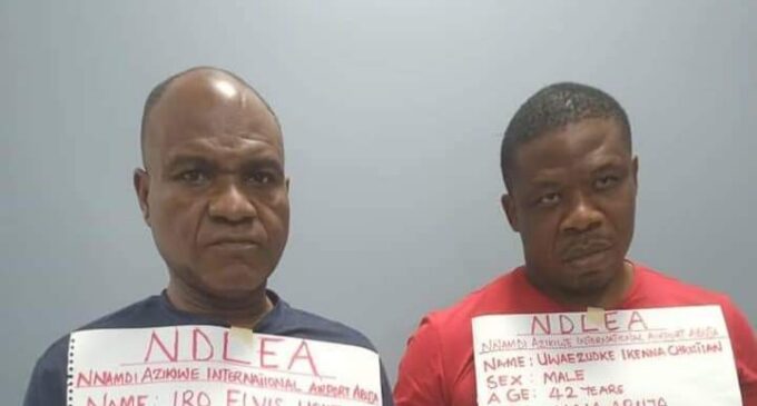 NDLEA arrests two travellers ‘who excreted 165 wraps of cocaine’ in Abuja