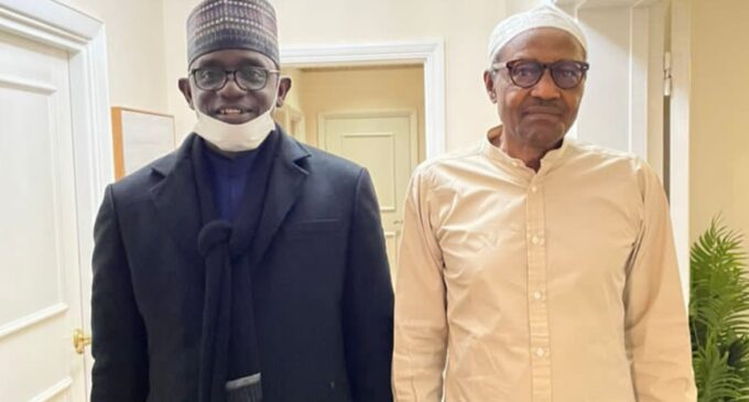 PHOTOS: Buni visits Buhari in UK amid APC leadership saga