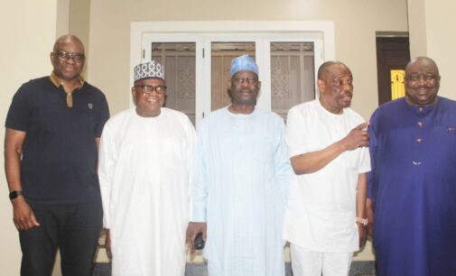 PHOTOS: Wike, Dankwambo, Fayose meet Goje in Abuja over 2023 elections
