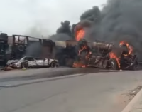 Two injured as tanker explodes on Lagos-Ibadan expressway
