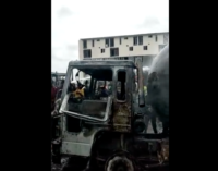 PHOTOS: Gas truck bursts into flames on Lagos road