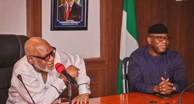 Fayemi consults Akeredolu over presidential bid, says he’ll drive Nigeria in right direction