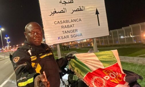 Tourist riding bike from London to Lagos arrives Africa after 5 days