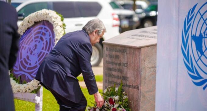 ‘We’ll never forget them’ — Guterres lays wreath for UN staff killed in 2011 Abuja blast