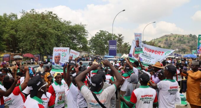 PHOTOS: Delegates, supporters throng venue of PDP presidential primary