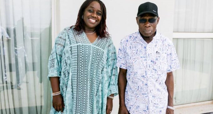 PHOTOS: Kemi Adeosun visits Obasanjo in Abeokuta