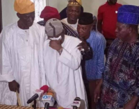 Senator weeps as he receives APC senatorial nomination form from supporters