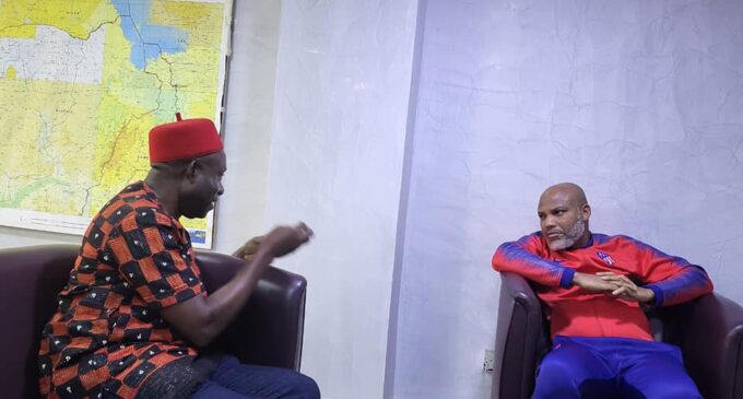 PHOTOS: Soludo visits Nnamdi Kanu in detention to discuss insecurity in south-east
