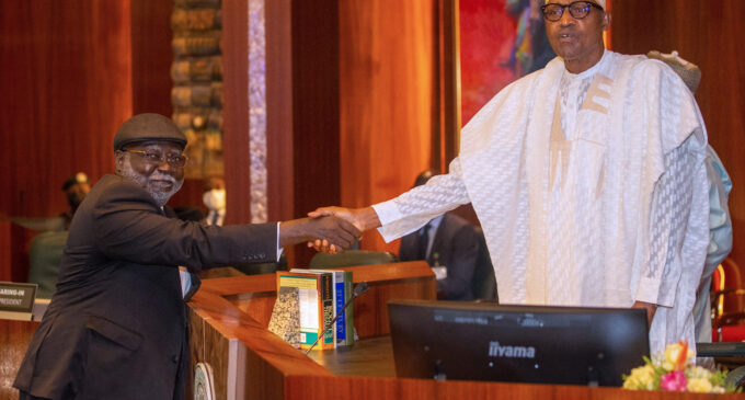 PHOTOS: Buhari swears in Olukayode Ariwoola as acting CJN
