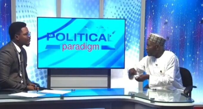EXTRA: Buba Galadima goofs, brings out cash as cheque during interview