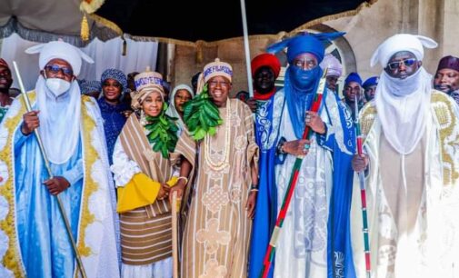 PHOTOS: Aminu Ado Bayero, Tinubu present as Ganduje, wife bag chieftaincy titles in Oyo