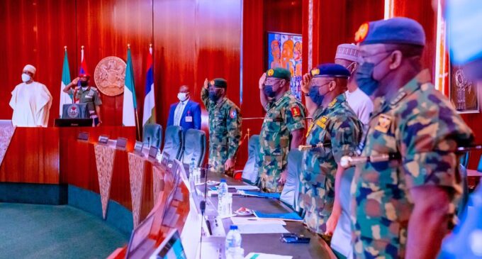 PHOTOS: Buhari meets service chiefs amid rising insecurity