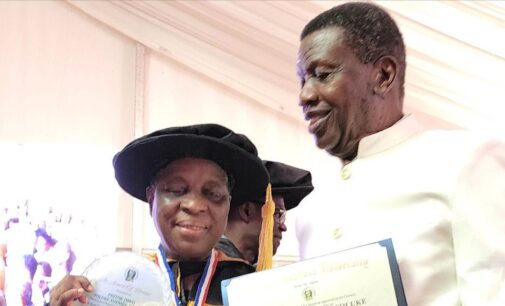 PHOTOS: Adeboye’s wife bags honourary doctorate from Benson Idahosa varsity