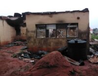 PHOTOS: Over 700 ballot boxes destroyed as arsonists set ablaze INEC office in Enugu