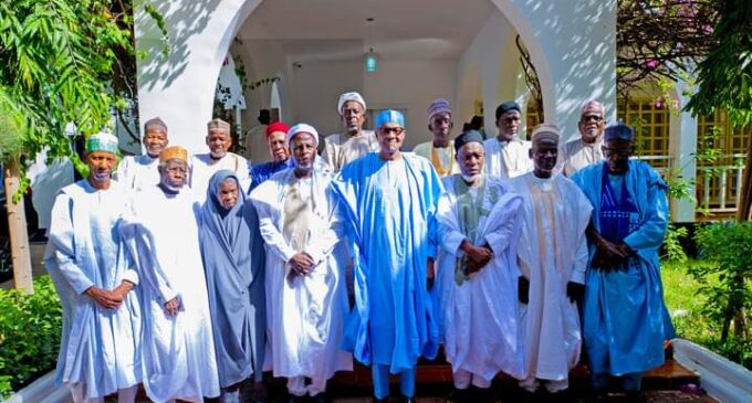 PHOTOS: Buhari receives visit from his schoolmates in Daura