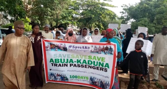 ‘Today makes it 100 days’ — relatives of abducted train passengers protest in Kaduna