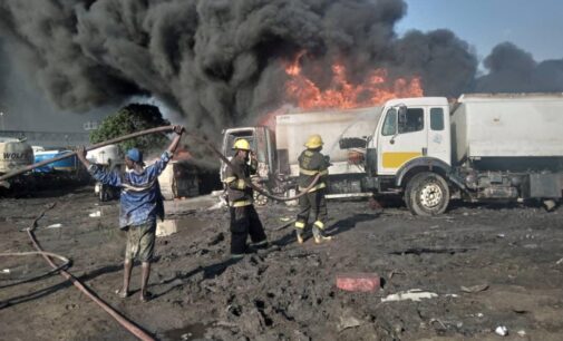 PHOTOS: Tanker carrying diesel explodes in Lagos motor park