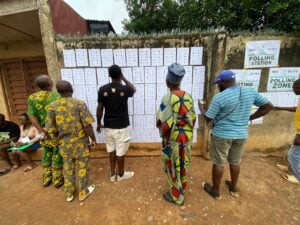 File photo. Voters checking their names on a register in Osun in 2022