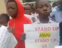 VIDEO: Osun primary school pupils protest ASUU strike