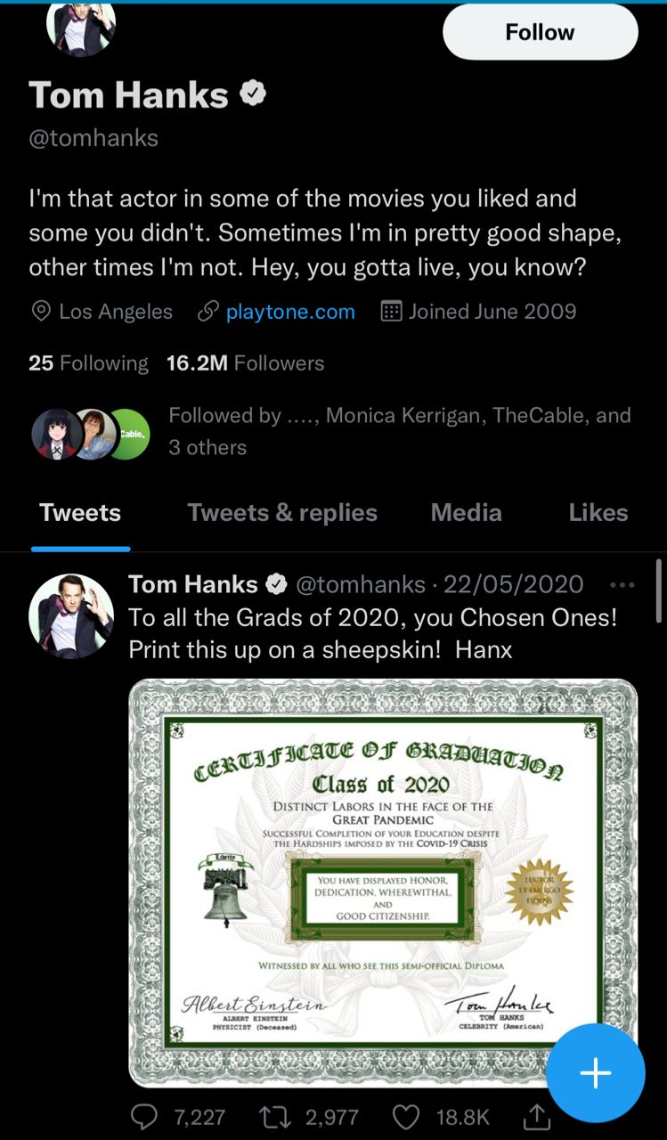 Tom Hanks on Peter Obi