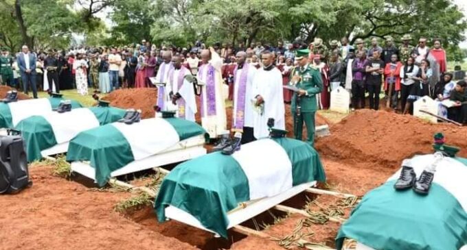 PHOTOS: Army captain, 4 soldiers killed in attack on presidential guards laid to rest