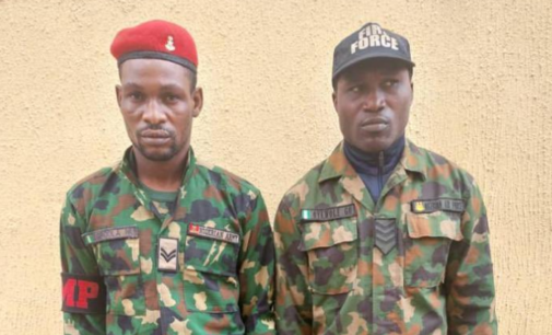 Police arrest ‘fake soldiers with charms’ in Lagos