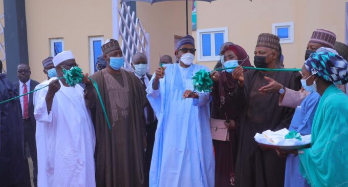 PHOTOS: Buhari visits Borno, inaugurates teachers quarters