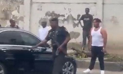 VIDEO: BNXN clashes with police officers in Lagos