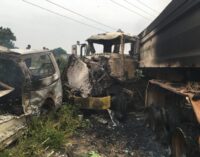 16 burnt to death as truck collides with bus in Lagos