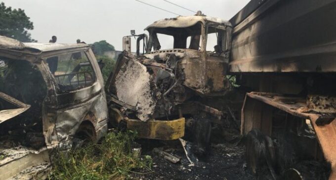 16 burnt to death as truck collides with bus in Lagos