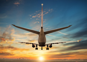 An illustrative photo of a plane in flight