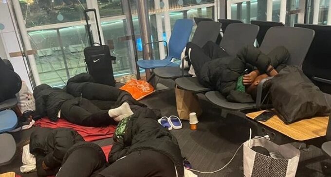 PHOTOS: Falconets sleep on floor, benches at Turkish airport
