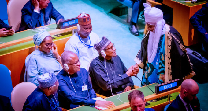 PHOTOS: Sanusi joins Buhari at opening ceremony of UN general assembly